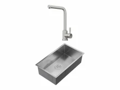Online Vente-unique Conjunto fregadero 76x45 cm SOELA + grifo ROFILA de acero inoxidable - Gris