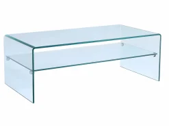 Best Vente-unique Conjunto Mesa de centro + Mueble TV - Cristal templado - Sala de estar design STILEOS Transparente