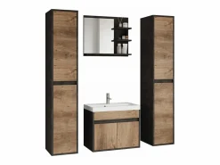 Outlet Conjunto moderno de muebles de baño 4 piezas – mueble con lavabo, columnas, espejo matera/castaño mate Gris antracita