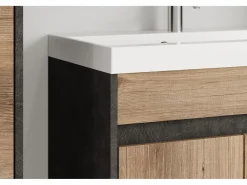 Outlet Conjunto moderno de muebles de baño 4 piezas – mueble con lavabo, columnas, espejo matera/castaño mate Gris antracita