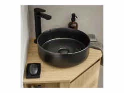 Discount Conjunto mueble bajo lavabo de esquina + lavabo negro SORRENTO Conjunto De Baño