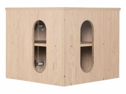 Outlet Conjunto mueble bajo lavabo de esquina + lavabo + grifo + armario de baño de esquina SORRENTO Color natural claro