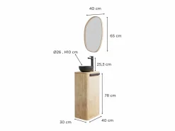 Hot Conjunto mueble lavabo + lavabo + grifo + espejo TOM Color natural claro
