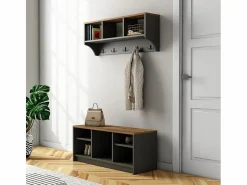 Best Conjunto muebles recibidor: banco zapatero y perchero de pared de madera Parson - Negro