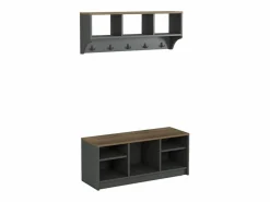 Best Conjunto muebles recibidor: banco zapatero y perchero de pared de madera Parson - Negro