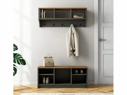 Best Conjunto muebles recibidor: banco zapatero y perchero de pared de madera Parson - Negro
