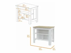 TuHome Conjunto Norfolk de Cocina, Isla de Cocina + Mueble de Pared para Cocina