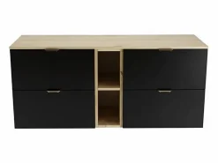 Sale Conjunto para baño 140 cm Armario con encimera y estantería Roble Artisan / Orio Mueble De Lavabo