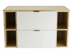 Discount Conjunto para baño 100 cm Armario con encimera y estanterías Roble Artisan / Orio Mueble De Lavabo