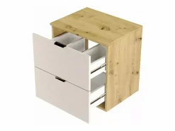 Discount Conjunto para baño 100 cm Armario con encimera y estanterías Roble Artisan / Orio Mueble De Lavabo