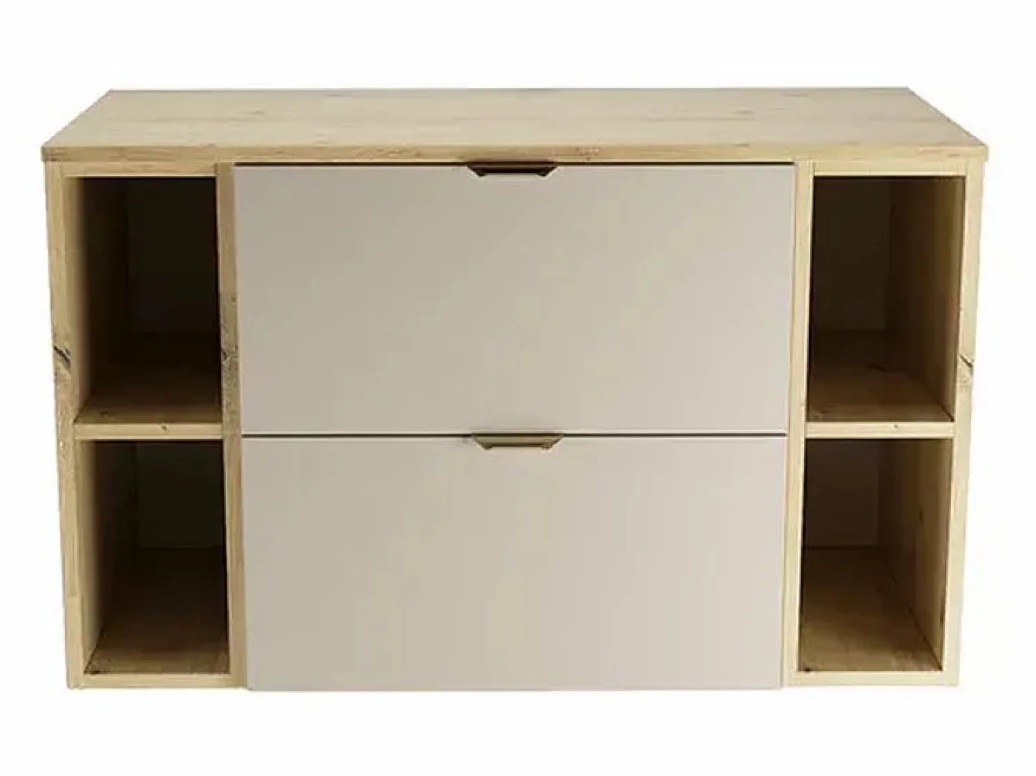 Conjunto para baño 100 cm Armario con encimera y estanterías Roble Artisan / Cachemira Orio Beige