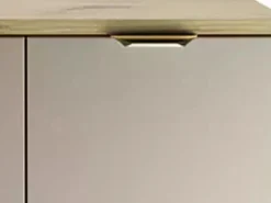 Outlet Conjunto para baño 60 cm Armario con encimera y lavabo 2 puertas Roble Artisan / Cachemira Orio Beige