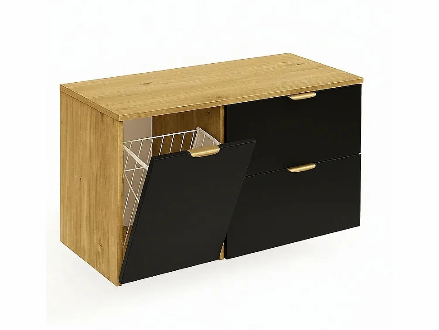 New Conjunto para baño 120 cm Armario con encimera Armario con cesta Estantería Roble Artisan / Orio Mueble De Lavabo