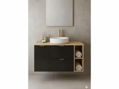 New Conjunto para baño 120 cm Armario con encimera Armario con cesta Estantería Roble Artisan / Orio Mueble De Lavabo