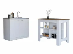 New TuHome Conjunto Phoenix de Cocina, Isla de Cocina + Mueble de Cocina con fregadero Multicolor