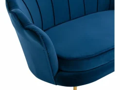 Vente-unique Conjunto sofá de 2 plazas y sillón de terciopelo azul noche DANDELION