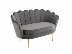 Best Conjunto sofá de 2 plazas y sillón de terciopelo antracita DANDELION Conjunto Sofá Y Sillón