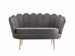 Best Conjunto sofá de 2 plazas y sillón de terciopelo antracita DANDELION Conjunto Sofá Y Sillón