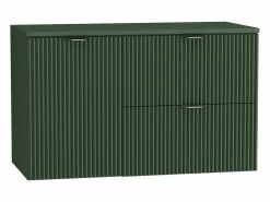 Discount Conjunto para baño 100 cm Armario Encimera Armario con cesta Columna Frentes ranurados Conjunto De Baño