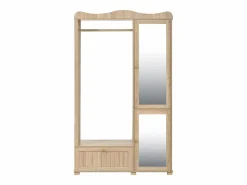 New Conjunto vestidor de entrada - 115,5x38,5x194,5 cm - con espejo y tendedero abierto - 1 cajón y 2 puertas - MDF - Color roble Armario De Entrada