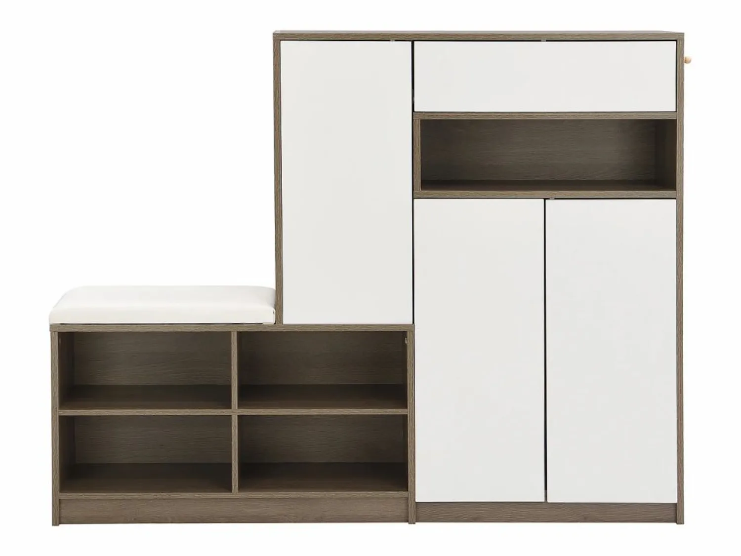 Merax Conjunto zapatero + banco zapatero con cojín - 140 x 35 x 110 cm - Tablero de partículas - Blanco