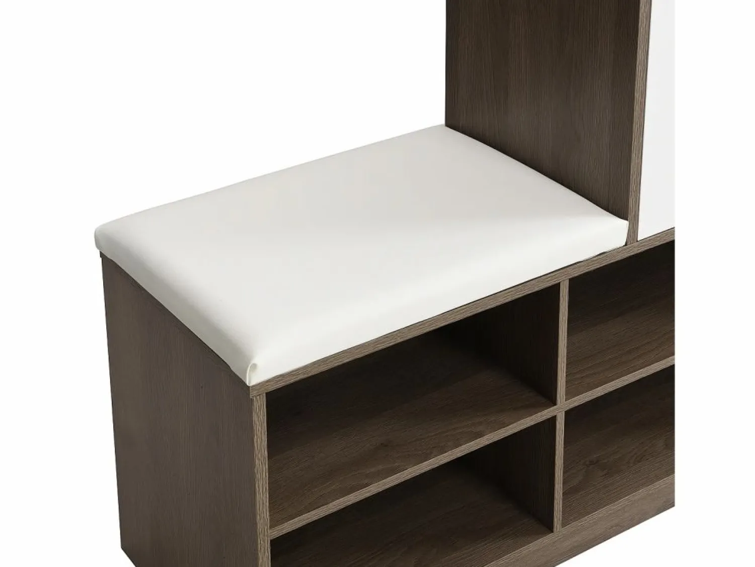 Merax Conjunto zapatero + banco zapatero con cojín - 140 x 35 x 110 cm - Tablero de partículas - Blanco