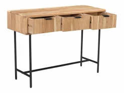 Vente-unique Consola 3 cajones de madera de acacia y metal negro - Natural claro - ALEVIA Color natural claro