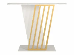 Vente-unique Consola - Color: Efecto mármol blanco y dorado - ORSONA