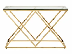Consola Art Déco - Vidrio templado y acero - Acabado dorado. CHARLOTTE Consola