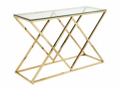 Consola Art Déco - Vidrio templado y acero - Acabado dorado. CHARLOTTE Consola