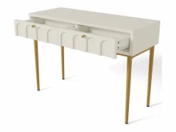 Hauss Spole Consola con 2 cajones - leche y dorado - Madera y metal