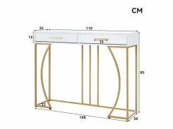 ModernLuxe Consola con 2 cajones - estilo moderno - y Dorado