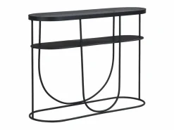 Sale Vente-unique Consola con 1 estante en metal y cristal ahumado - Negro y Transparente - PRETORIA Transparente / Negro
