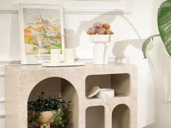 Sale Vente-unique Consola con 5 huecos - Efecto mármol - LUELA Beige