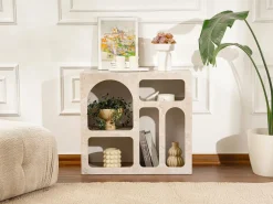 Sale Vente-unique Consola con 5 huecos - Efecto mármol - LUELA Beige