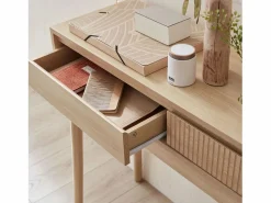 Outlet Consola con efecto madera de 2 cajones, 100cm madera Consola
