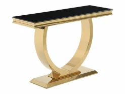 Outlet Consola de cristal templado y acero inoxidable - Oro y Negro - ROWAN de Pascal Morabito Consola