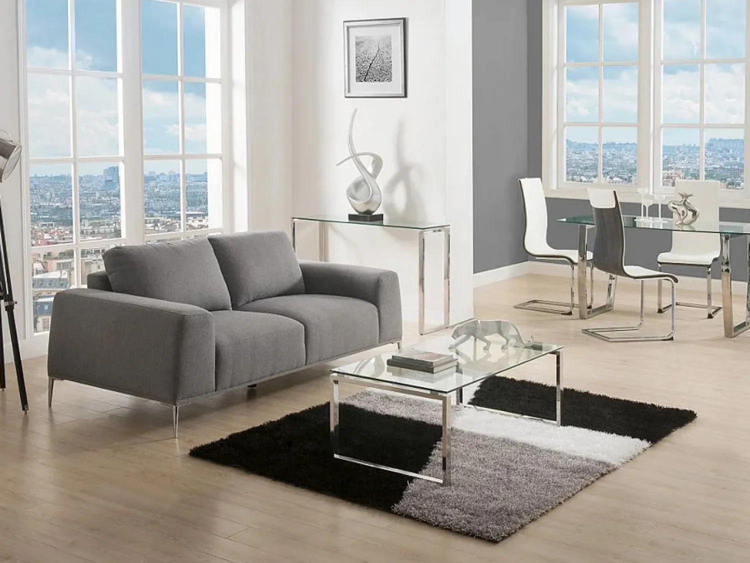 Best Vente-unique Consola de diseño FREYA en cristal templado y metal cromado Transparente / Plateado