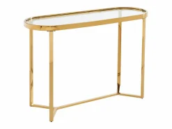 Vente-unique Consola de vidrio templado y acero inoxidable cromado - Transparente y dorado - JOLINY