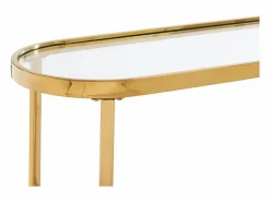 Vente-unique Consola de vidrio templado y acero inoxidable cromado - Transparente y dorado - JOLINY