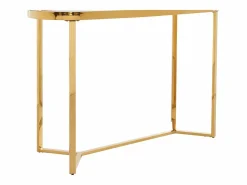 Vente-unique Consola de vidrio templado y acero inoxidable cromado - Transparente y dorado - JOLINY