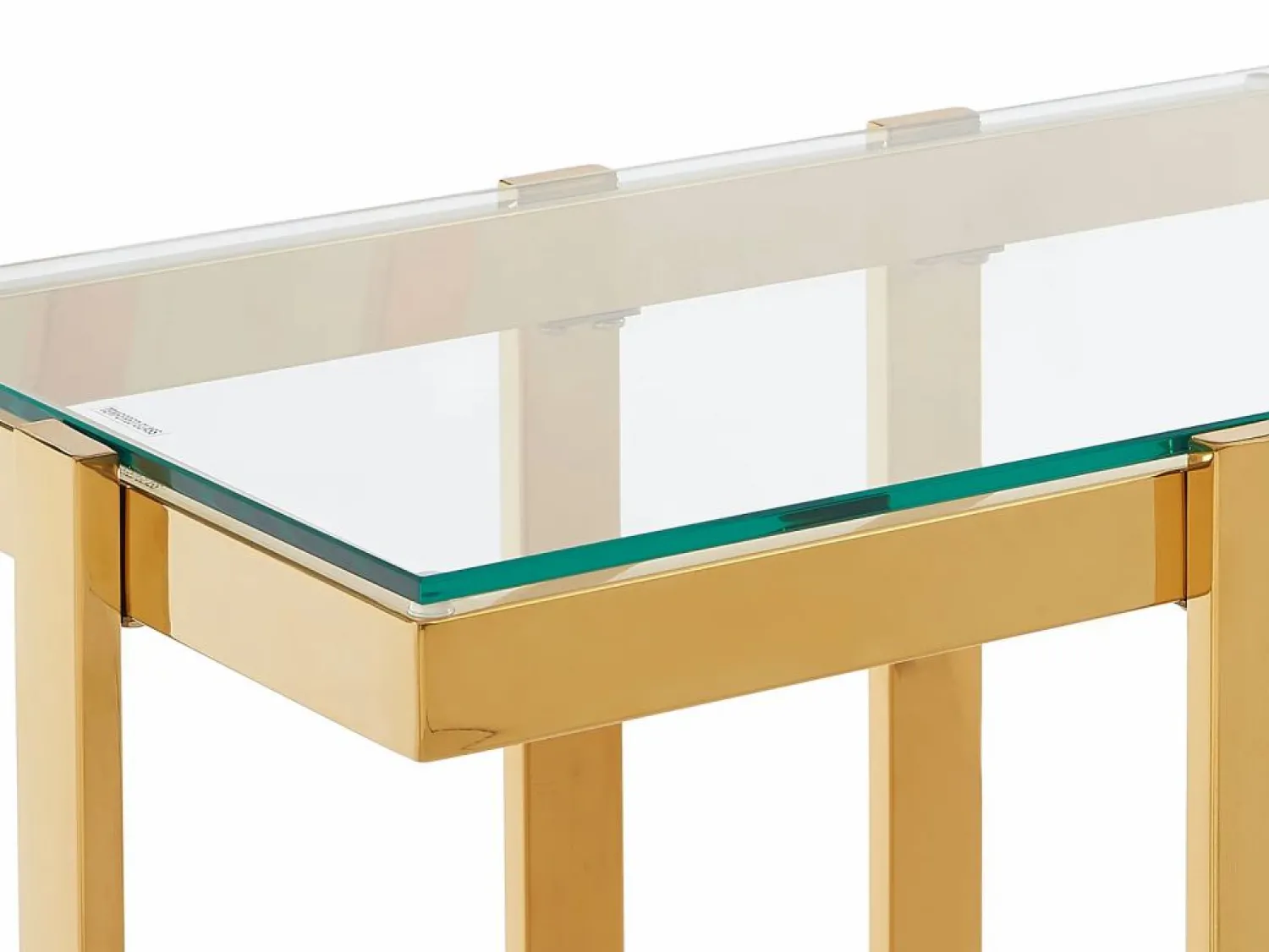 Best Vente-unique Consola de vidrio templado y acero inoxidable cromado - Transparente y dorado - VELETIA Transparente / Dorado