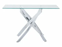 Vente-unique Consola de vidrio templado y metal cromado - Transparente - COSIMA