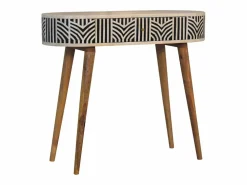 Hot Consola Edessa Artisan Furniture con incrustaciones de hueso, 1 cajón, marrón claro Beige