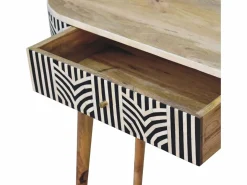 Hot Consola Edessa Artisan Furniture con incrustaciones de hueso, 1 cajón, marrón claro Beige