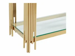 Vente-unique Consola en vidrio templado y acero inoxidable - Oro - NOMELANO