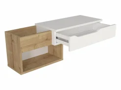 Vente-unique Consola flotante con 1 cajón y 2 estantes - Natural y blanco - DAREKA