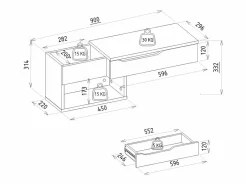 Vente-unique Consola flotante con 1 cajón y 2 estantes - Natural y blanco - DAREKA
