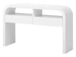 ModernLuxe Consola mesa 120x35,5x76,5cm - con 2 cajones - Esquinas redondeadas - estantes abiertos - MDF -