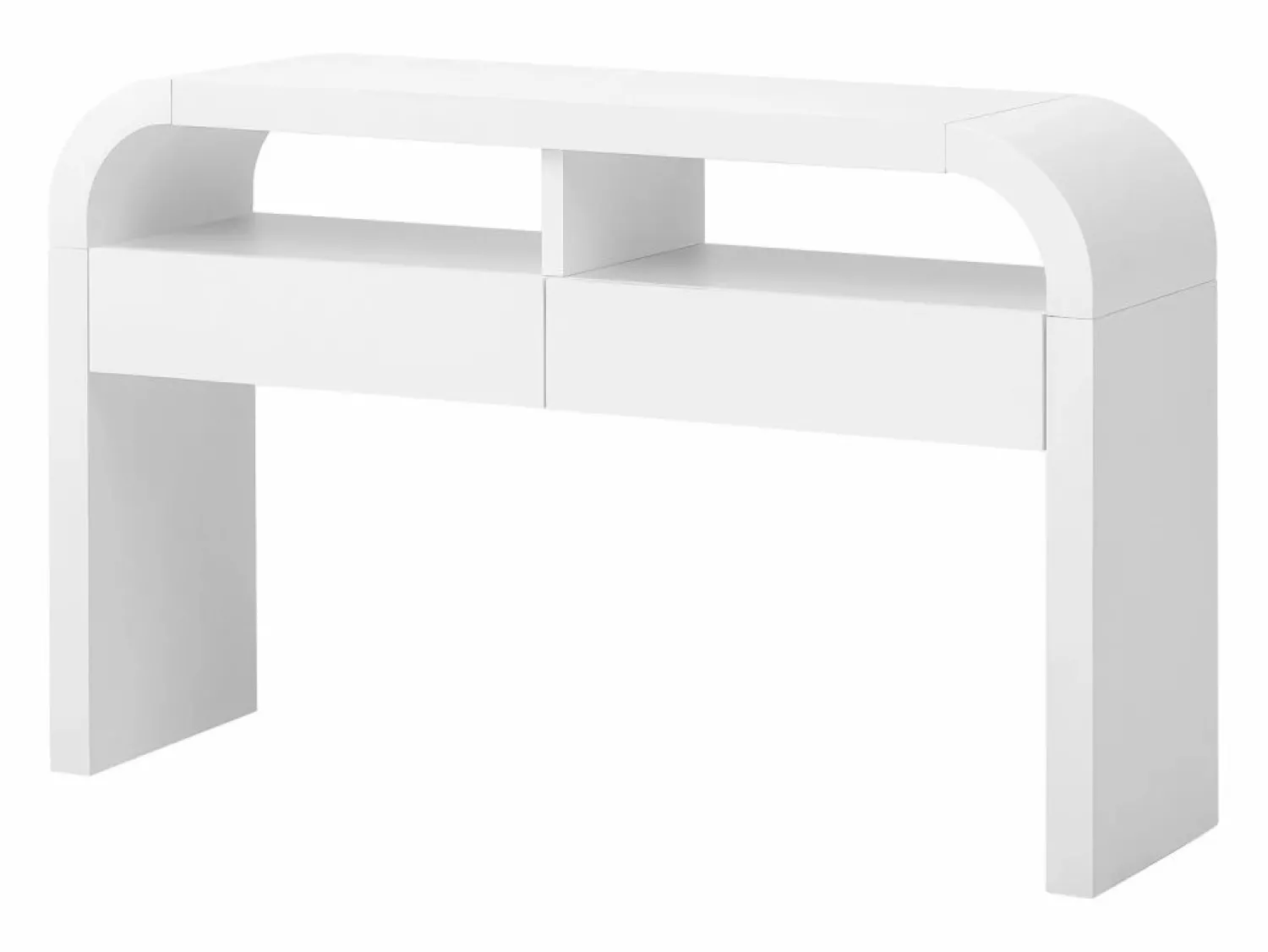ModernLuxe Consola mesa 120x35,5x76,5cm - con 2 cajones - Esquinas redondeadas - estantes abiertos - MDF -